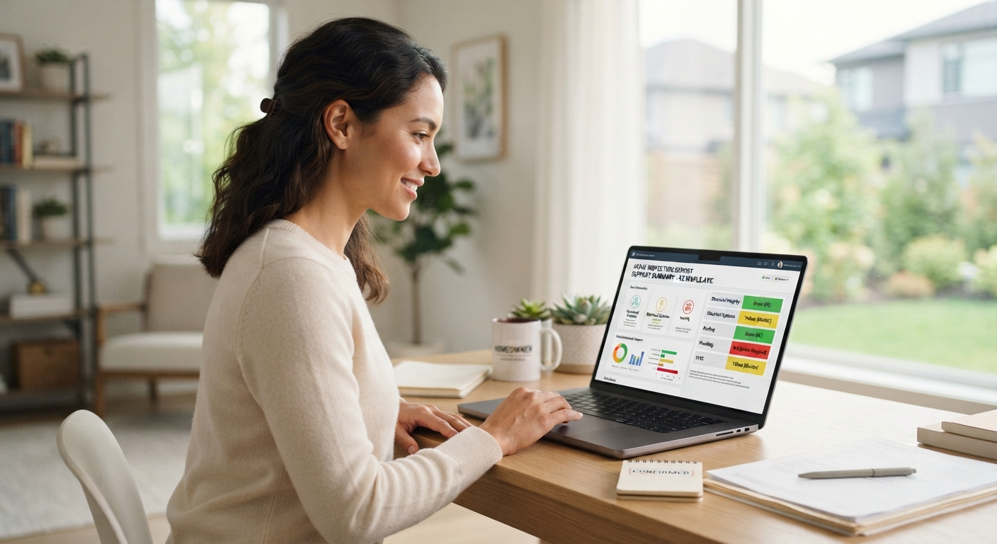 Confident home buyer reviewing their White Picket report